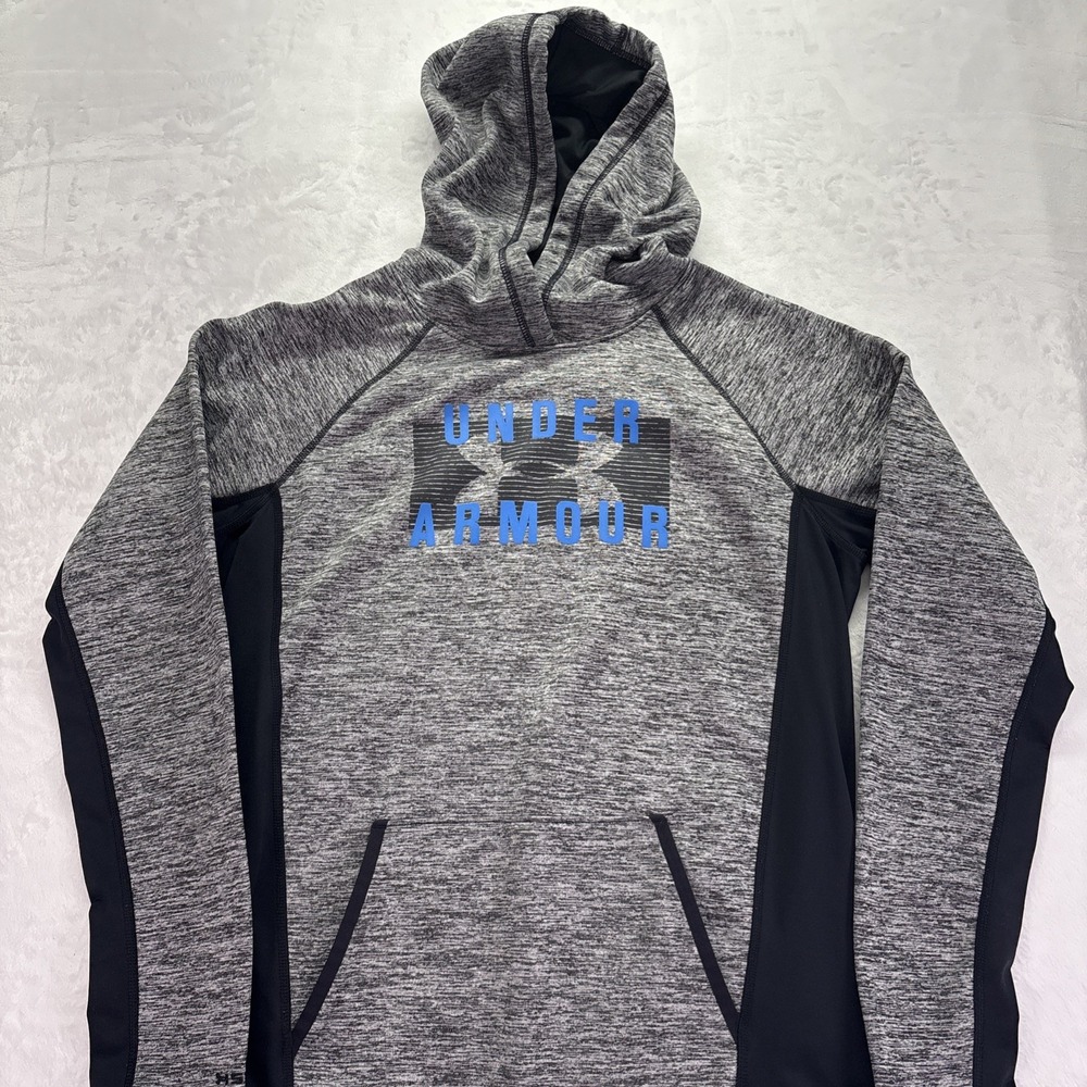Under Armour Women Sweatshirt Medium Gray/Black Hoodie Storm Logo Thumb hole